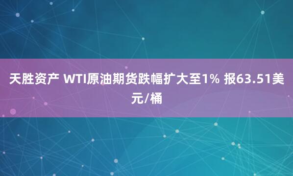 天胜资产 WTI原油期货跌幅扩大至1% 报63.51美元/桶